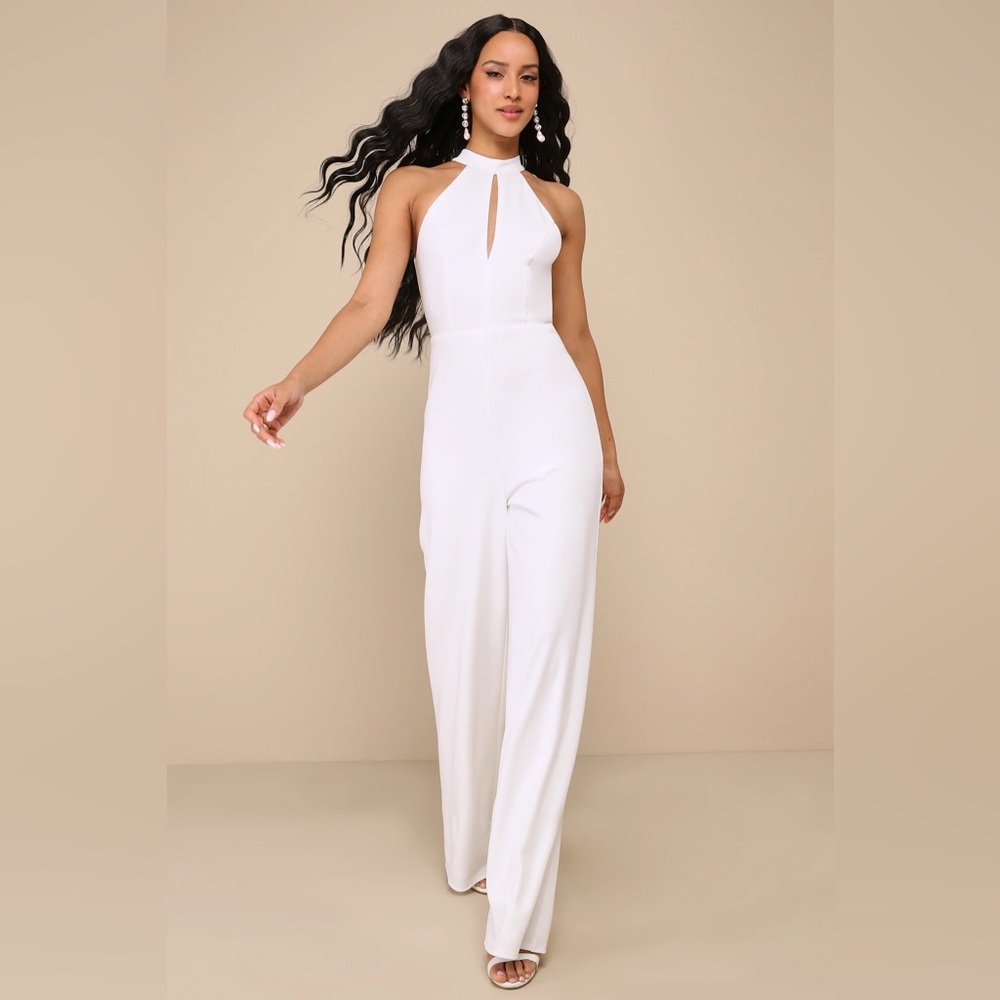Lulus NEW White Halter Jumpsuit